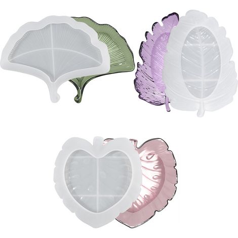 Moule en silicone en forme de feuilles (lot de 3) pour la coulée de résine époxy. Idéal pour la création de sous-verres.