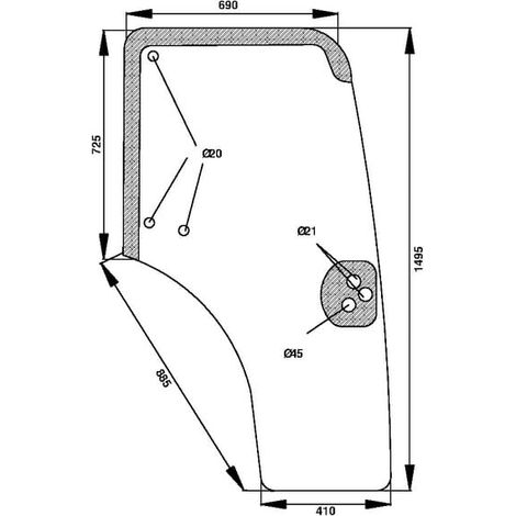 Vitre de porte UNIVERSEL D6864 (1/2)