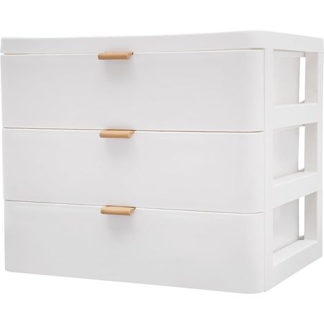 3-stöckige Aufbewahrungsbox mit Schubladen - Weiß - Moderner Schreibtisch-Organizer - Geeignet zur Aufbewahrung von Büchern, Schmuck, Kosmetikartikeln, Kleinteilen usw. (3 Ebenen)