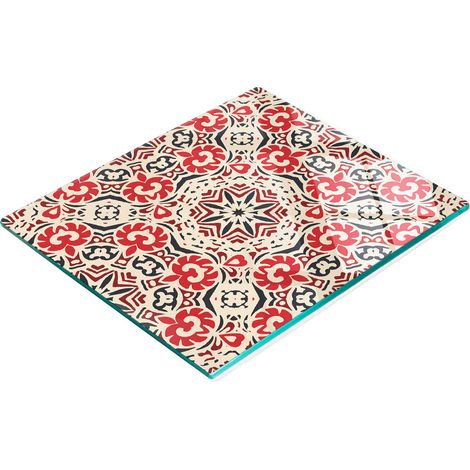 Tabla de cocina decorativa de vidrio multifuncional con estampado étnico, 60x52 cm. (1/5)