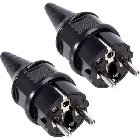 Prise Electrique Male Fiche Electrique 250V 16A Prises Males pour Câble 6-16mm Protection IP44 Adaptée à Intérieur Fiches de Rechange Noir 2 Pièces (1/5)