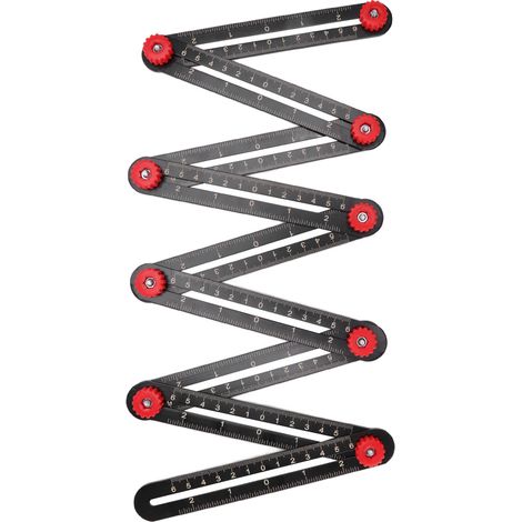Règle de mesure multi-angles en alliage d'aluminium avec repère de perçage, outil de mesure pour trous de carrelage et ouvertures, pour l'ingénierie (9 plis)