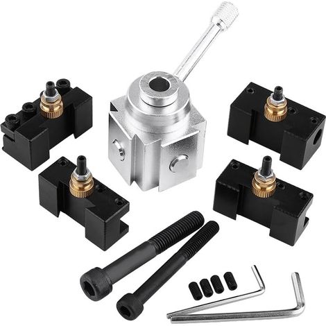 Mini Poteau de Tour et Ensemble de Support,Porte Outil Tour a metaux Alliage d'aluminium à Changement Rapide Mini Poteau d'outil de Tour et kit de Support pour de Nombreux Types de Mini Tours/Mini (1/5)