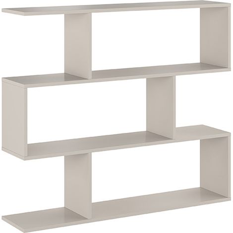 Etagère asymétrique basse, meuble étagère basse coloris beige - Longueur 110 x profondeur 24,60 x hauteur 96,3 cm (1/3)
