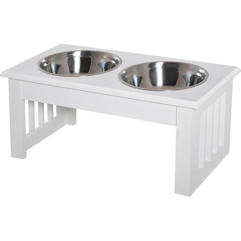 Comedero para perros elevado con soporte y 2 cuencos extraíbles de acero inoxidable 44x24x15 cm