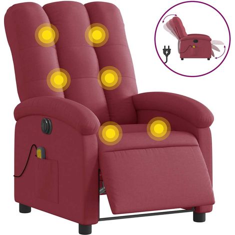 Maison Exclusive - Massagesessel Elektrisch Weinrot Stoff