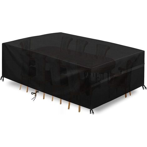 Funda para muebles de jardín de tela Oxford 420D, impermeable, para mesa de jardín, con cordón de cierre (230 x 165 x 80 cm) (1/5)