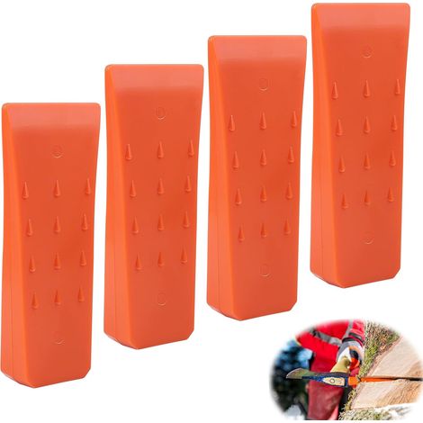 Kettensägen Fällkeil, Forstkeil Baumkeile, Baum-Fällkeil 6 Zoll, Kunststoff Forstkeil, Schlagfest Keil zum Kontrollierten Fällen von Bäumen Schlagfest(4 Stück Orange) (1/5)