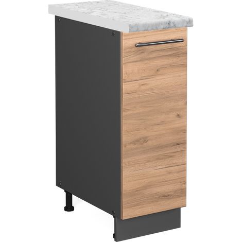 Armadio cucina dispensa alto Fame-Line, Rovere dorato, 30 cm , PL Marmo, Vicco