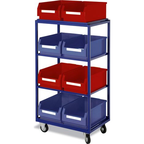 Bako Logistiksysteme Kommissionierwagen 1340x700x485mm gerade Fachböden mit 8 Sichtlagerkästen Größe 1