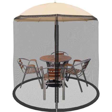 Moustiquaire pour Parasol de terrasse – Moustiquaire pour Parasol de 2,3 m pour empêcher Les Insectes d'entrer – Housse en Maille zippée avec Fond lesté (1/5)