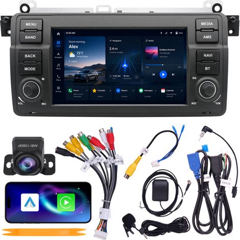 Autoradio 7" BMW Série 3 E46 1998-2005 Android 15 Quad-Core 4+64 Go CarPlay Android Auto WiFi 6 Bluetooth GPS Caméra AHD (1/5)