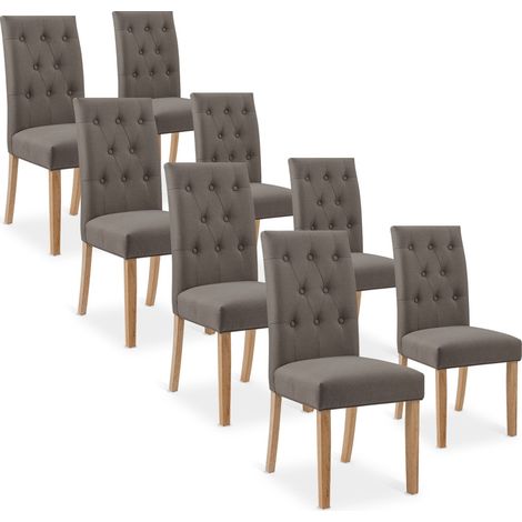 Lot de 8 chaises capitonnées Gaya tissu taupe (1/3)