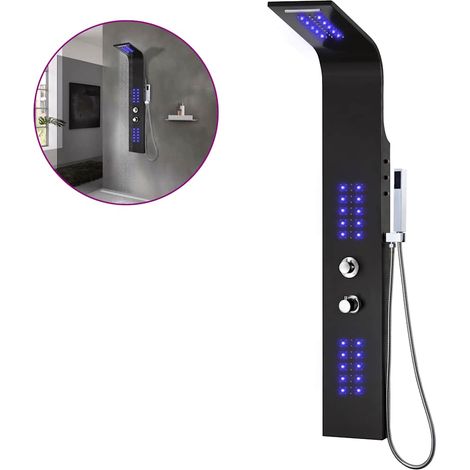Maison Exclusive - Panneau de douche aluminium 20x44x130 cm noir (1/5)