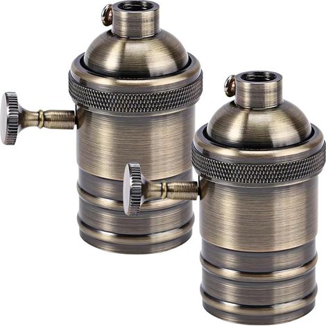 Lot de 2 douilles de lampe vintage en aluminium E27 bronze, adaptateur pour plafonnier LED ampoule décoration rétro accessoires de scène bar (1/4)