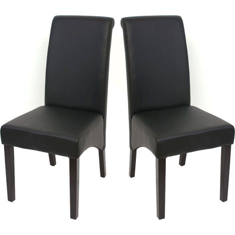 2x chaise de salle à manger chaise de cuisine chaise M37 - similicuir mat, noir, pieds foncés (1/2)