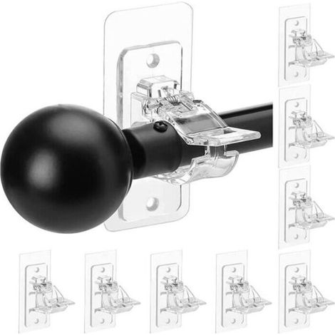 Supporti per tende senza foratura - 8 supporti per tende - ganci per tende autoadesivi - aste con viti e tasselli ad espansione - adatti per cucine e bagni (1/5)