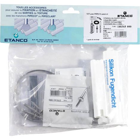 TEN – Collier de serrage pour bac acier – Kit de fixation avec 16 vis + 1 Pipesil + bande inox – Diamètre de serrage 20-50mm