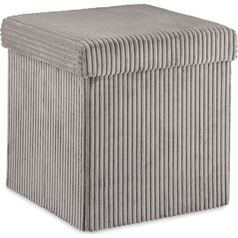 Cube rangement pliable moderne 38 x 38 x 38 cm assise confortable déco salon en velours bleu (1/4)