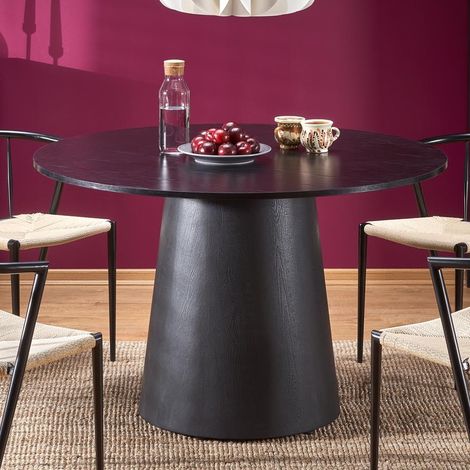 Table à manger design ronde noire 120cm Laury (1/5)