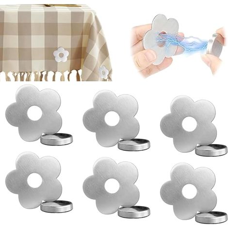 Juego de 6 pesas magnéticas de acero inoxidable de alta resistencia KIMHOME para manteles, ideales para picnics, fiestas, bodas y como estabilizadores de mesas de interior. (1/5)