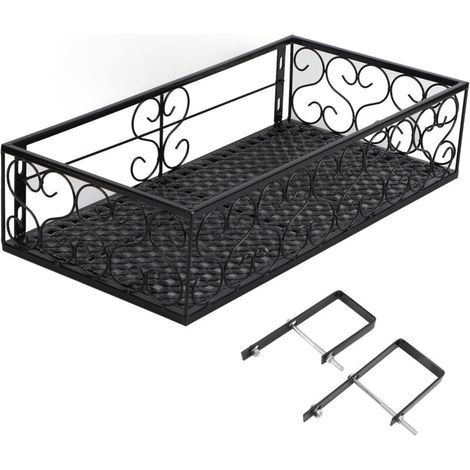 Support de fleurs de balcon suspendu pour pot de fleurs, clôture en fer forgé, rebord de fenêtre intérieur, étagère succulente, adaptée aux garde-corps de 6,5 cm (1/5)