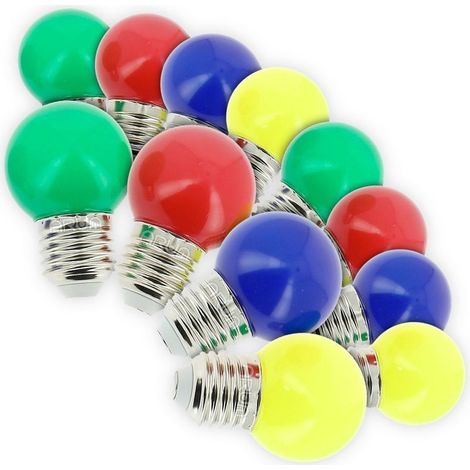 Arum Lighting – Lot de 12 ampoules LED E27 multicolores 1W (équivalent 20W) – Plastique incassable pour extérieur – Installation rapide sur guirlandes (1/5)