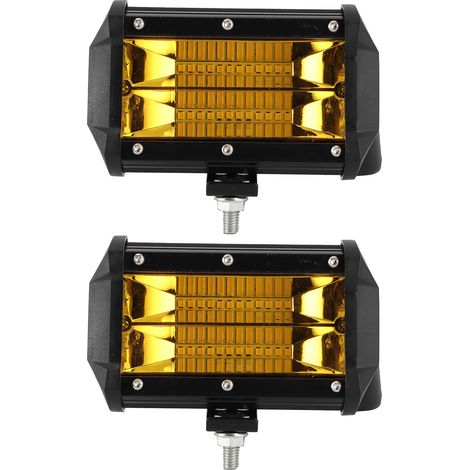 Projecteur LED 144W 48 puces double rangée avec support de fixation 6000K IP68 étanche universel lumière jaune (1/5)