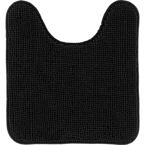 Alfombrilla para el inodoro de microfibra con motivo de bolas, lisas, 45 x 50 cm - negro - Tendance (1/4)