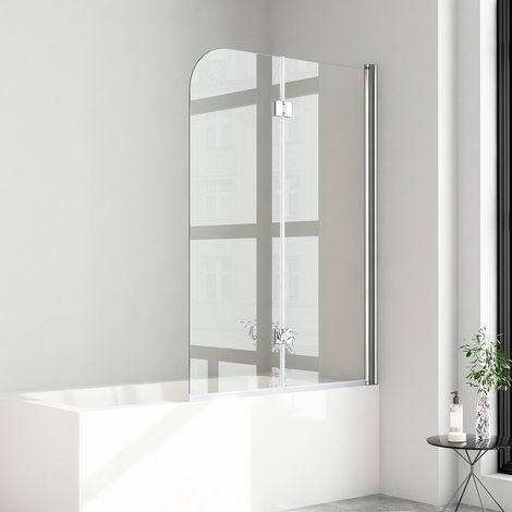 Duschwand für Badewanne 120x140 cm Badewannenaufsatz Duschwand Badewanne 2-teilig Faltbar 6mm NANO ESG-Sicherheitsglas Duschabtrennung Badewanne (1/5)