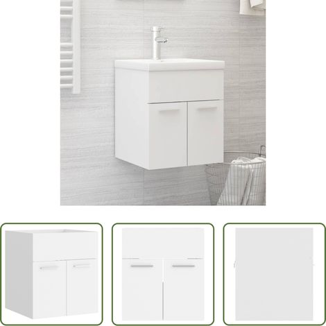 Badezimmer Schrank - Waschbeckenunterschrank Weiß 41x38,5x46 cm Holzwerkstoff (1/5)