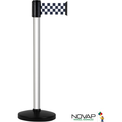 Poteau Alu Anodisé à sangle damier Noir/Blanc 3m x 100mm sur socle portable - 2700429 (1/3)