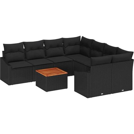 Maison Exclusive - Gartensofa-set mit Speicher 9 pcs Schwarz Poly