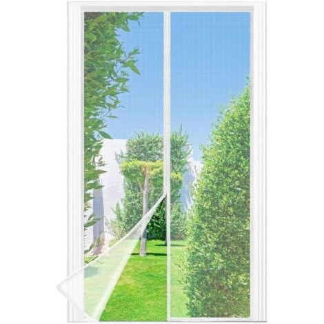 Moustiquaire Porte Fenetre, 90 x 210 CM - Maille Fine BLANC Rideau Anti Mouche, se ferme tout seul, la Largeur du Haut de la Fenêtre de la Moustiquaire Porte Fenetre Magnetique Jusqu'à 3,8 CM (1/4)