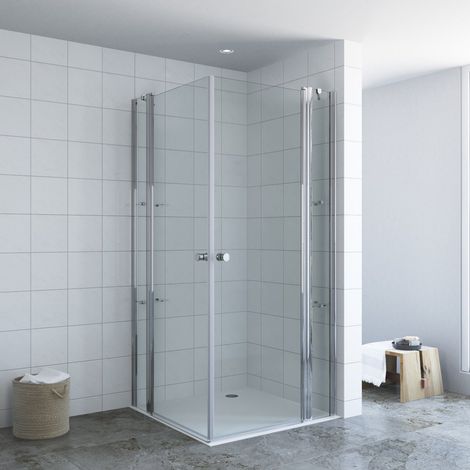 Eckeinstieg Duschkabine Drehtür Eckdusche mit Doppeltür Schwingtüren 6 mm Einscheiben-Sicherheitsglas (ESG) mit Nano Beschichtung, Hebe-Senk-Funktion 15. 120x120x197 cm (1/5)