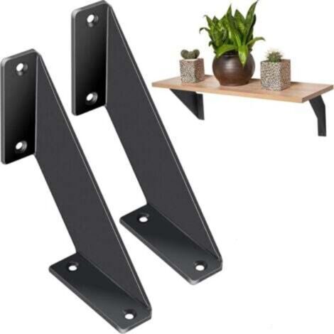 Equerre Etagere Murale,2 Pièces Noir Support D’étagère,Taquet Lourd Etagere,Equerre Étagère,Support Etagere Murale,Etagere Angle Murale,pour Chambre,Cuisine Bureau Bibliothèque