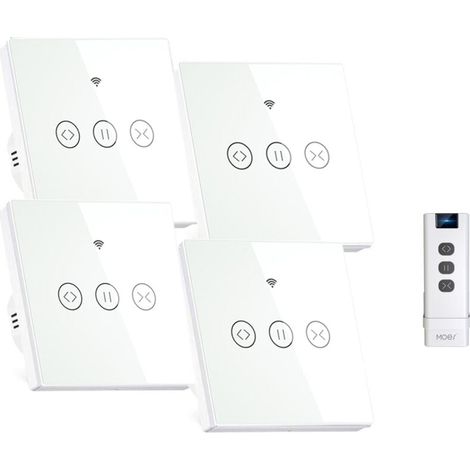 Interruptor inteligente para persianas ZVD, compatible con Alexa, Google Home y Smart Life, con control remoto y voz (requiere cable neutro), paquete de 4 (1/4)