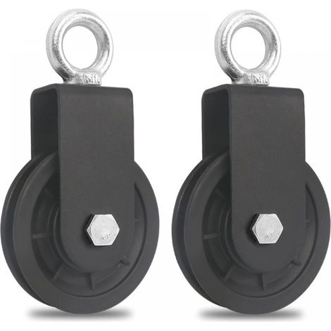 （2 pièces） 90 MM Poulie pour Cable-Poulie de Fitness-Accessoire de Bricolage Poulie de Levage pour Câble Métallique Corde-Charge 160 kg (1/5)