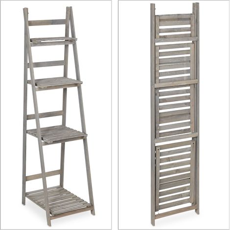 Scaffale per piante design moderno salotto giardino 51,5 x 41 x 24 cm pieghevole pratico in legno grigio 130006938