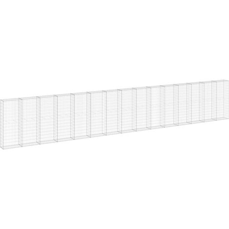 Gabion Wall with Covers Galvanised Steel 900x30x150 cm vidaXL