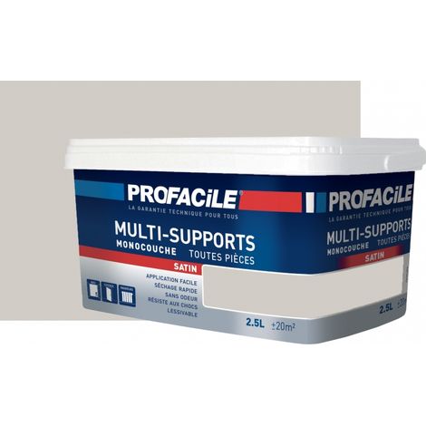 Peinture intérieure multi-supports, satin, murs, plafonds, boiseries, radiateurs, sans odeur, plusieurs teintes PROFACILE D1CDC6 2.5 litres