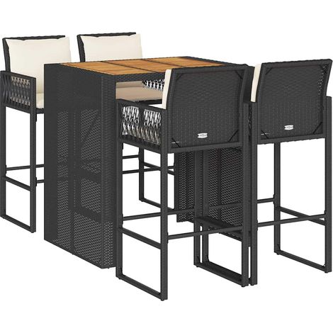Maison Exclusive - 5-tlg. Gartenbar-Set mit Kissen Schwarz Poly R (1/5)