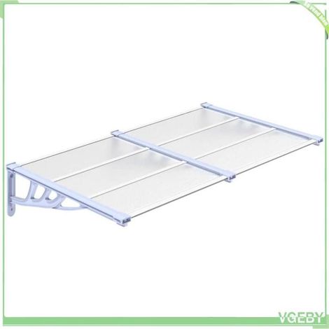 Auvent de porte - FAFEICY - 153691 - Gris et transparent - 152,5 x 90 cm - Polycarbonate (1/5)