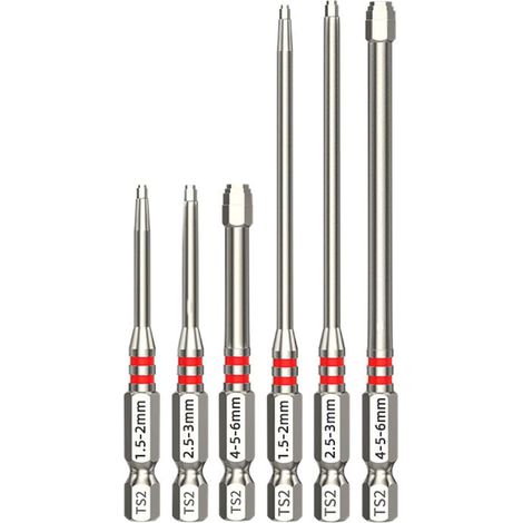 Lot de 6 embouts de tournevis à tige hexagonale magnétiques puissants avec poignée hexagonale à changement rapide pour projets de menuiserie (1/5)