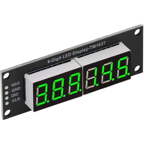 Afficheur LED 7 segments 6 chiffres 0,36 pouce module horloge TM1637 écran vert 5V (1/5)