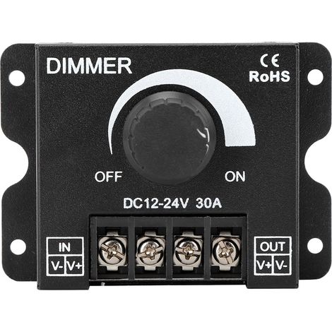 1 Contrôleur d'alimentation, Variateur rotatif, Signal radiofréquence, Aluminium, Pour ruban LED monochrome 12-24 V (1/5)