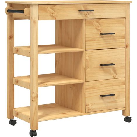 vidaXL Chariot de cuisine MONZA 84x40x88,5 cm bois massif de pin (1/5)