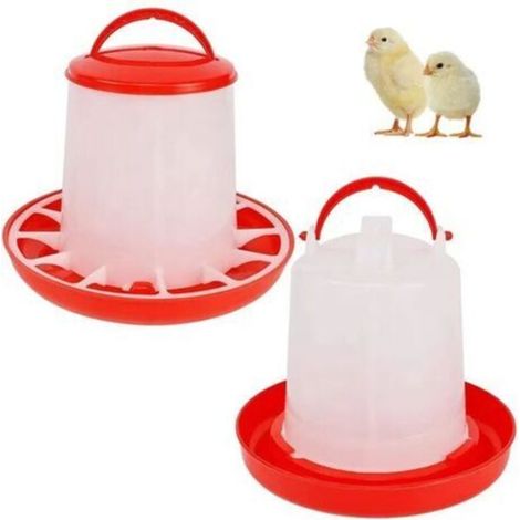 Rouge Distributeur automatique de nourriture et abreuvoir pour poulets de 1 l, distributeur automatique de nourriture et abreuvoir, abreuvoir automatique, kit mangeoire pour poules (1/5)