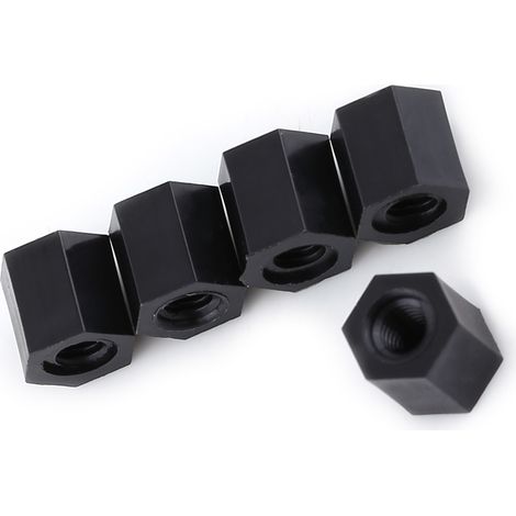 100 entretoises hexagonales filetées femelle-femelle M3 en PA66 noir, longueur 5 mm, lot de 100 pièces (1/5)
