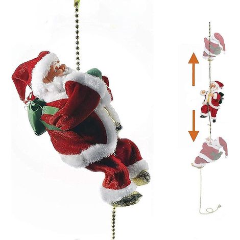 Échelle de corde électrique du Père Noël, figurine de Père Noël en peluche à suspendre de 23 cm pour décoration de sapin de Noël et décoration de maison pour les fêtes (1 paquet) (1/5)